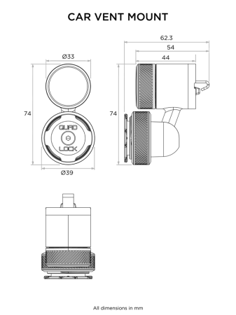 Podstawa w kratkę wentylacyjną samochodu Quad Lock