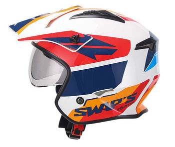 Kask otwarty na Quad/Buggy SWAPS S769 Trooper biały/czerwony/niebieski połysk