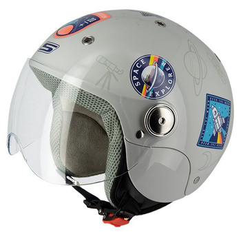 Kask otwarty dziecięcy S-Line S775 SPACE EXPLORER szary połysk