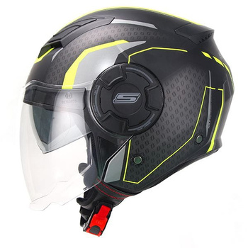 Kask otwarty Jet S-Line S749 z blendą czarny/szary/fluo matowy