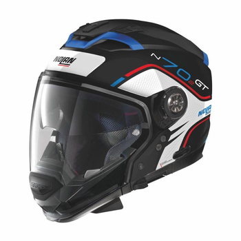 Kask modułowy NOLAN N70-2 GT FLYWHEEL czarno/biało/niebieski matowy