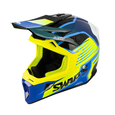 Kask crossowy SWAPS S818 fluo/niebieski połysk