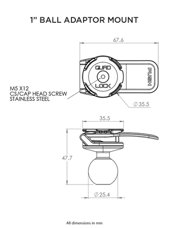 Adapter Quad Lock z kulką mocującą 1" (V2)