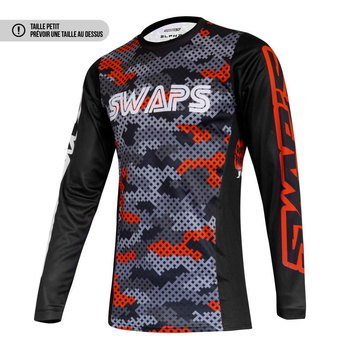 Bluza crossowa dziecięca SWAPS CAMO KIDS czarno/czerwona