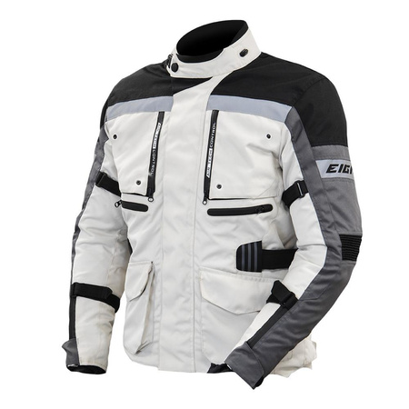 Kurtka motocyklowa EIGHT - TREKK jasnoszaro/czarna