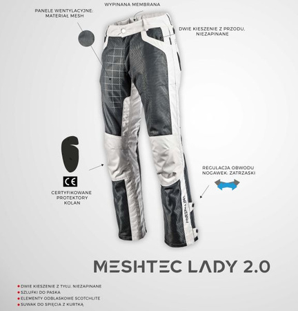 Spodnie turystyczne damskie ADRENALINE MESHTEC LADY 2.0 PPE szare