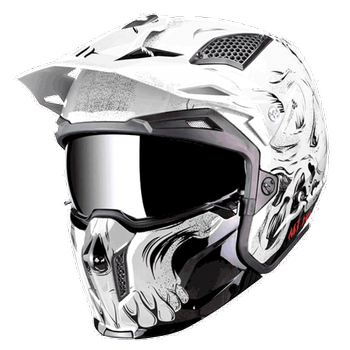 Kask trialowy MT Helmets STREETFIGHTER SV A1 z blendą biały/czarny połysk