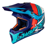 Kask crossowy SWAPS S818 niebieski/czerwony/biały połysk