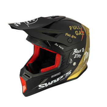 Kask crossowy SWAPS S818 FULL GAZ czarno/złoty matowy 