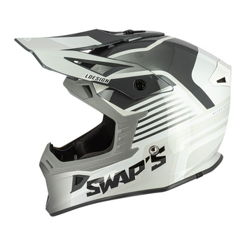 Kask crossowy SWAPS S818 szaro/biały połysk