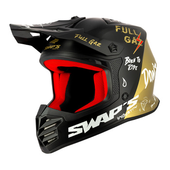 Kask cross dziecięcy SWAPS S886 ROCK IT Full Gaz czarno/złoty