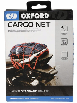 Siatka na bagaż OXFORD CARGO NET z 6 hakami czerwona