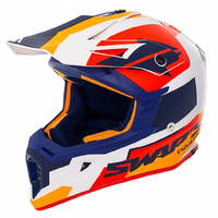 Kask crossowy SWAPS S818 biały/niebieski/pomarańczowy matowy