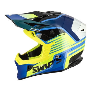 Kask crossowy SWAPS S818 fluo/niebieski połysk